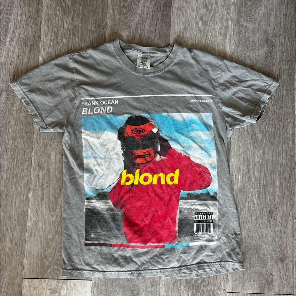 Comfort Colors Gray Graphic Tee with Red and Blue Accents